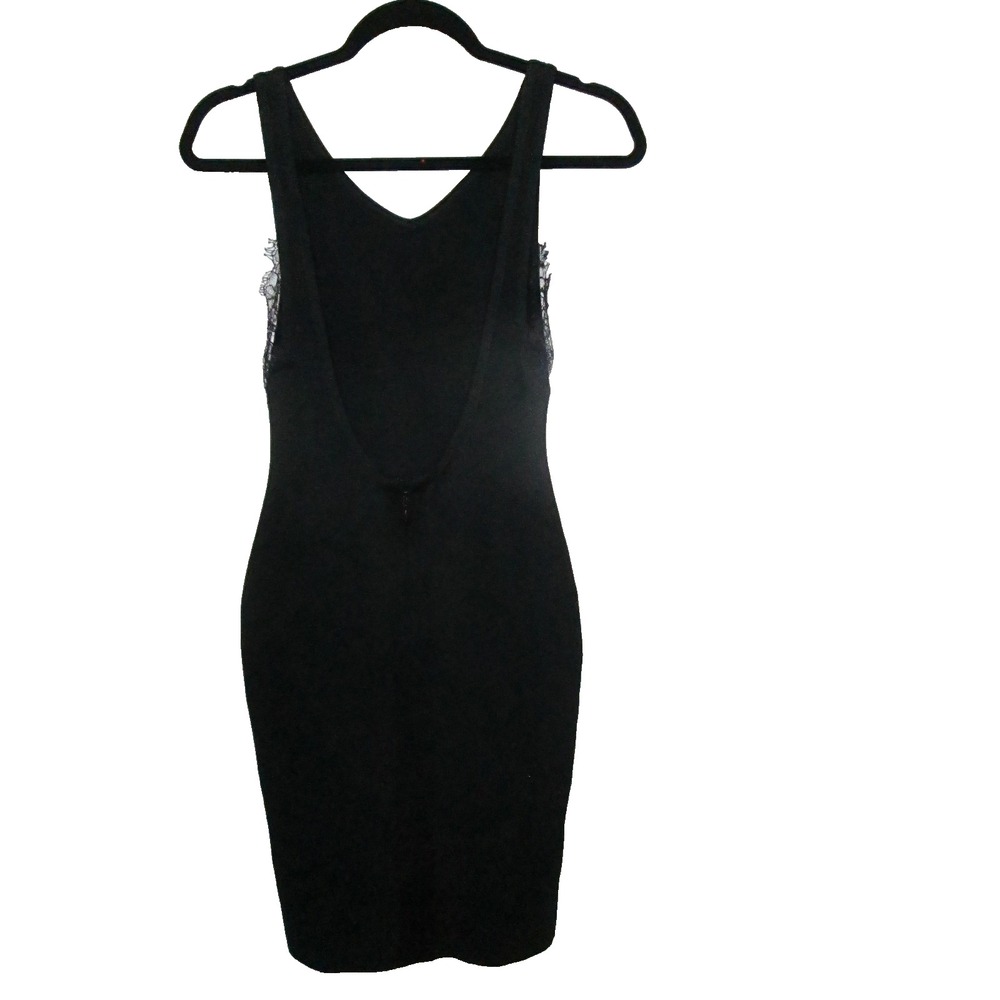 CB House Dress Size Small Black Lace Trim Backless Bodycon